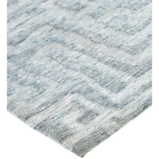 Blue Ivory And Gray Geometric Distressed Stain Resistant Area Rug Photo 3