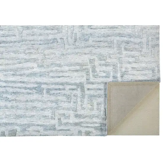 Blue Ivory And Gray Geometric Distressed Stain Resistant Area Rug Photo 1