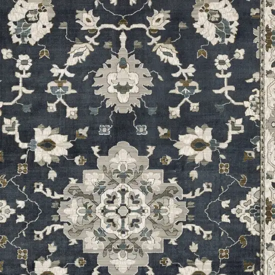 Blue Ivory And Gray Oriental Area Rug Photo 8