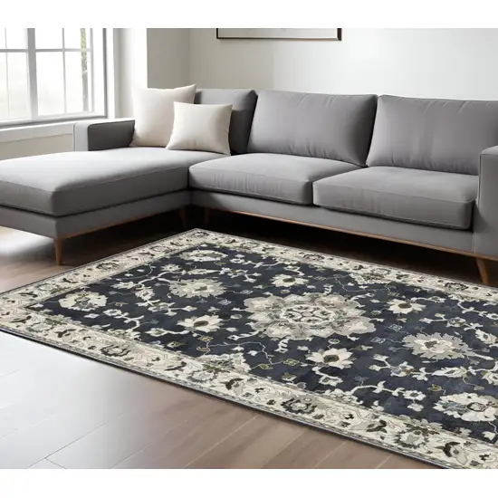 Blue Ivory And Gray Oriental Area Rug Photo 1