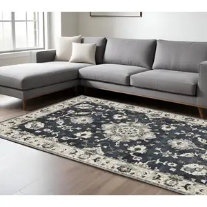 Photo of Blue Ivory And Gray Oriental Area Rug