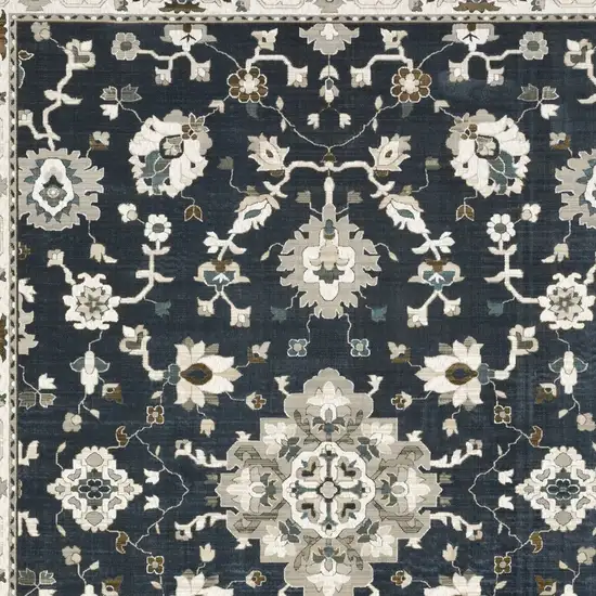 Blue Ivory And Gray Oriental Area Rug Photo 8