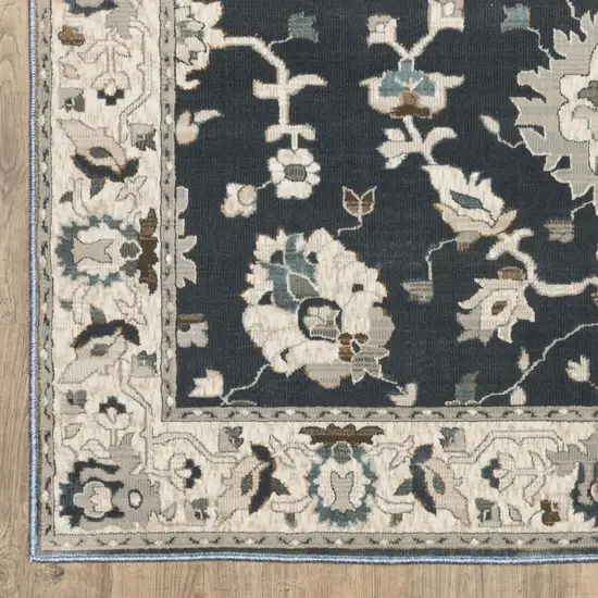 Blue Ivory And Gray Oriental Area Rug Photo 4