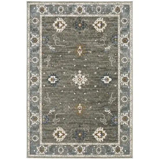 Blue Ivory And Gray Oriental Area Rug Photo 7