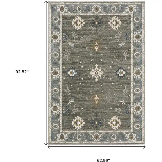 Blue Ivory And Gray Oriental Area Rug Photo 3