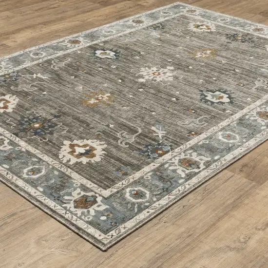 Blue Ivory And Gray Oriental Area Rug Photo 8