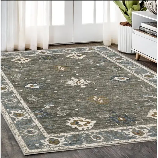 Blue Ivory And Gray Oriental Area Rug Photo 1