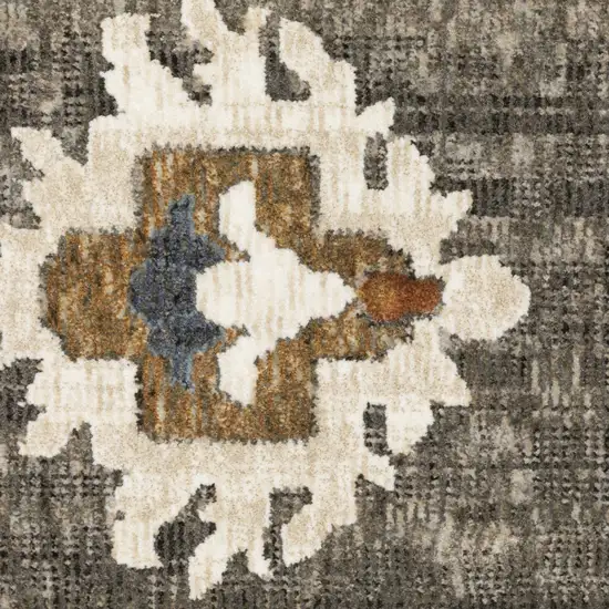 Blue Ivory And Gray Oriental Area Rug Photo 4