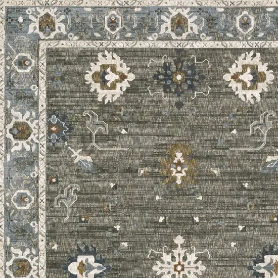 Blue Ivory And Gray Oriental Area Rug Photo 6