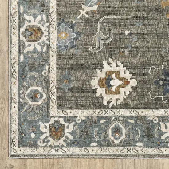 Blue Ivory And Gray Oriental Area Rug Photo 5