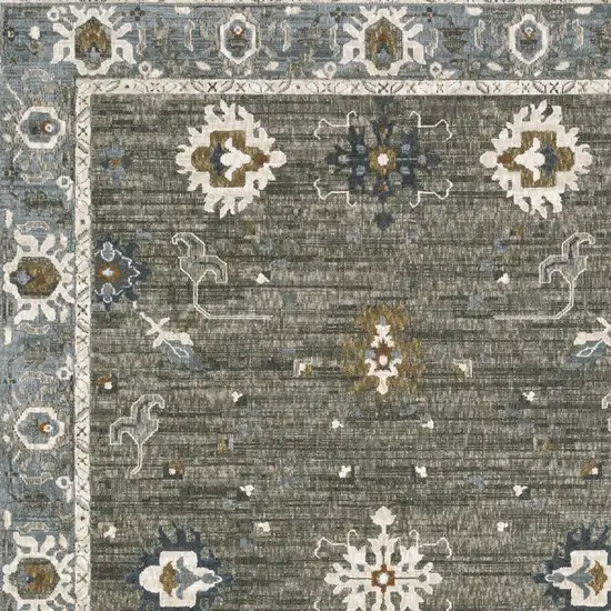 Blue Ivory And Gray Oriental Area Rug Photo 7