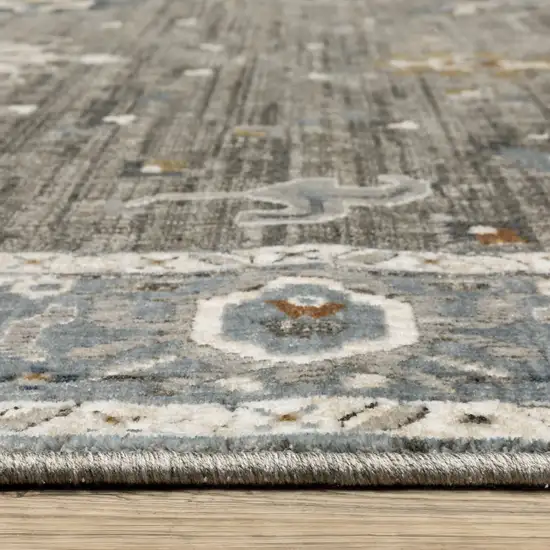 Blue Ivory And Gray Oriental Area Rug Photo 4