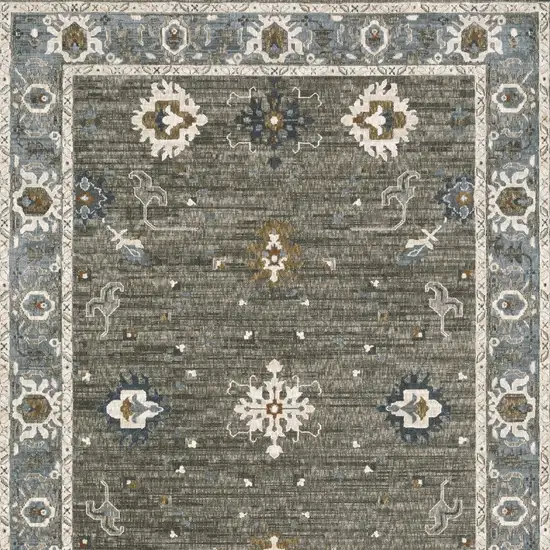 Blue Ivory And Gray Oriental Area Rug Photo 7