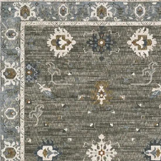 Blue Ivory And Gray Oriental Area Rug Photo 6