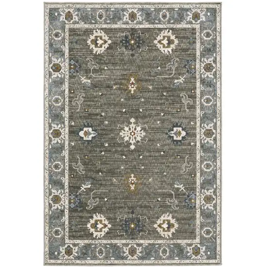 Blue Ivory And Gray Oriental Area Rug Photo 2