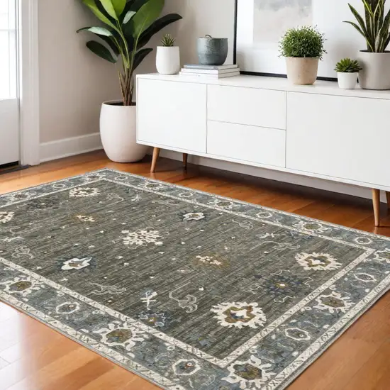 Blue Ivory And Gray Oriental Area Rug Photo 1