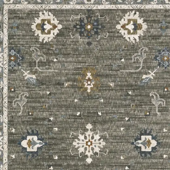 Blue Ivory And Gray Oriental Area Rug Photo 7