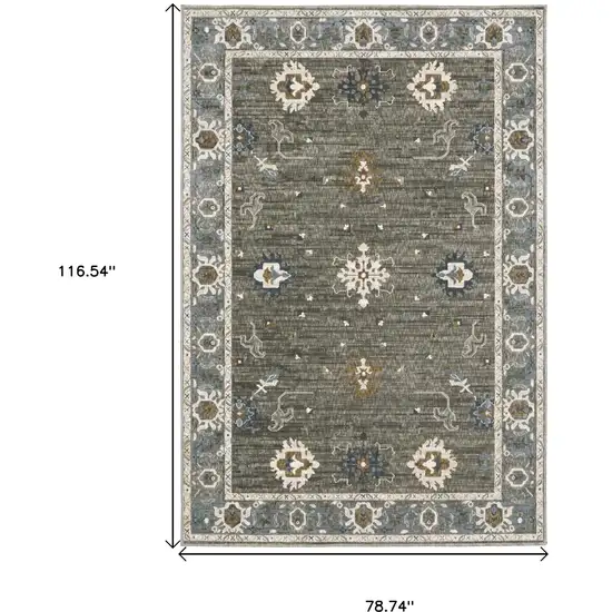 Blue Ivory And Gray Oriental Area Rug Photo 3