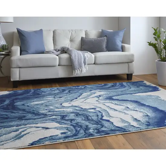 Blue Ivory And Green Area Rug Photo 8