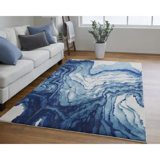 Blue Ivory And Green Area Rug Photo 9