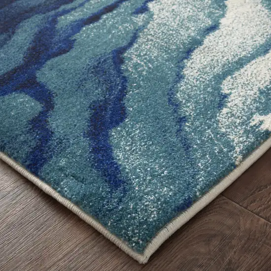 Blue Ivory And Green Area Rug Photo 7