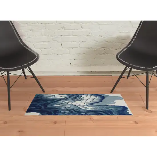 Blue Ivory And Green Area Rug Photo 2