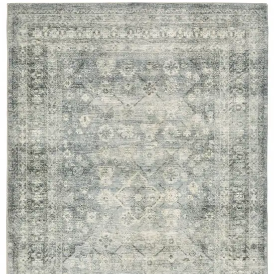 Green and Ivory Oriental Power Loom Area Rug Photo 4