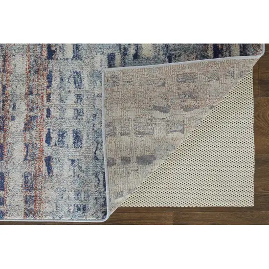 Blue Ivory And Orange Abstract Power Loom Stain Resistant Area Rug Photo 3