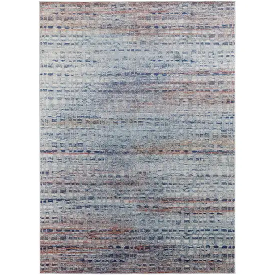 Blue Ivory And Orange Abstract Power Loom Stain Resistant Area Rug Photo 1