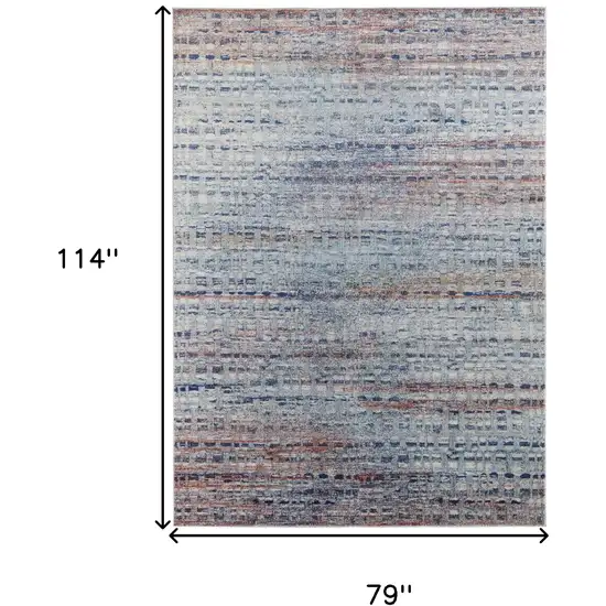 Blue Ivory And Orange Abstract Power Loom Stain Resistant Area Rug Photo 10