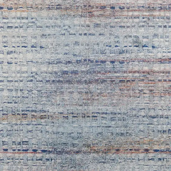 Blue and Ivory Abstract Power Loom Non Skid Area Rug Photo 6