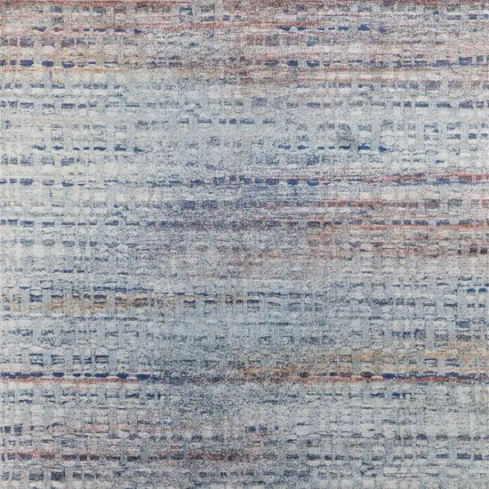 Blue and Ivory Abstract Power Loom Non Skid Area Rug Photo 7