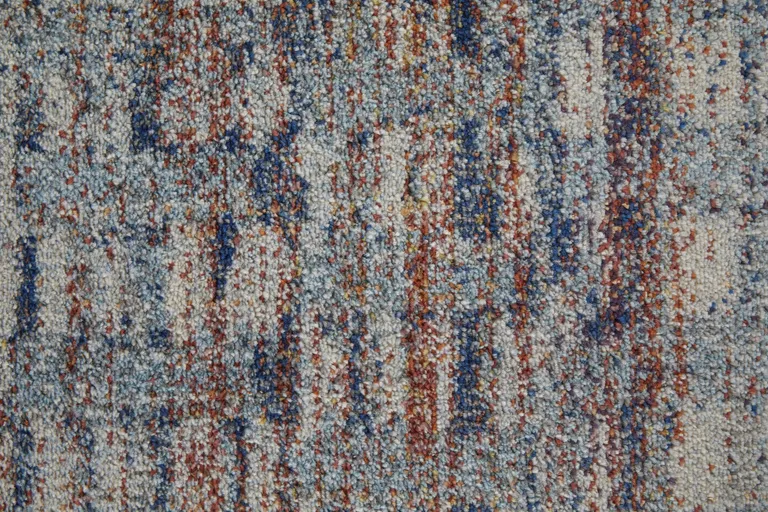 Blue Ivory And Orange Abstract Power Loom Stain Resistant Area Rug Photo 4