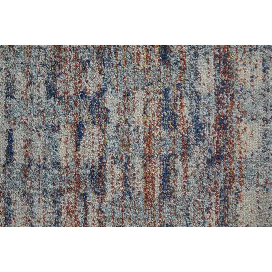 Blue Ivory And Orange Abstract Power Loom Stain Resistant Area Rug Photo 4