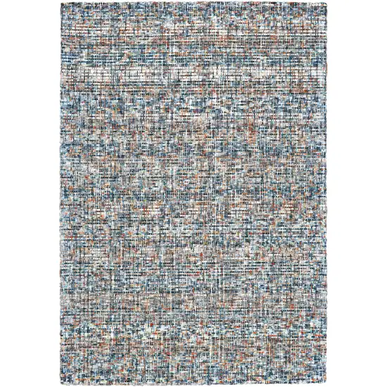 Blue Ivory And Orange Plaid Tufted Handmade Area Rug Photo 1