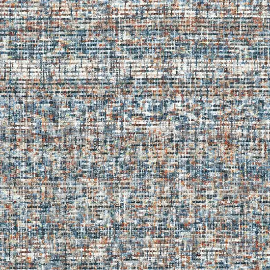 Blue Ivory And Orange Plaid Tufted Handmade Area Rug Photo 4