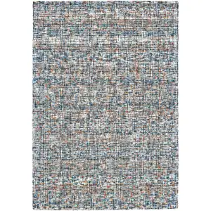 Photo of Blue Ivory And Orange Plaid Tufted Handmade Area Rug