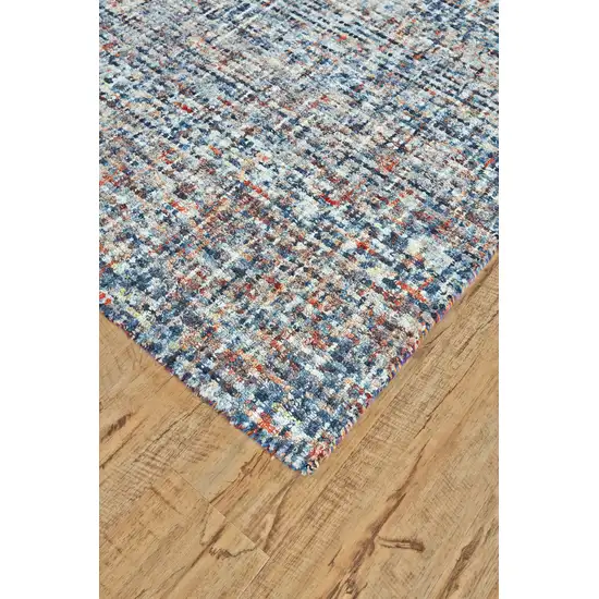 Blue Ivory And Orange Plaid Tufted Handmade Area Rug Photo 3