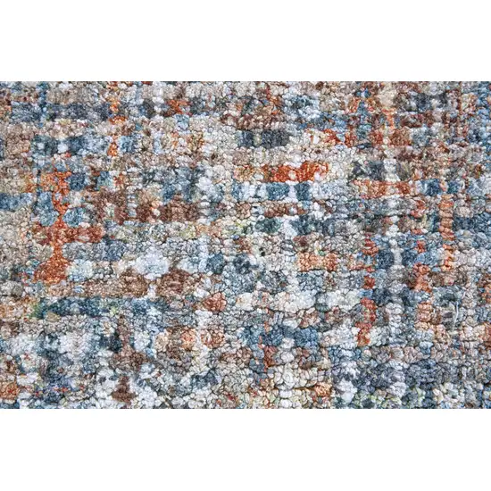 Blue Ivory And Orange Plaid Tufted Handmade Area Rug Photo 5