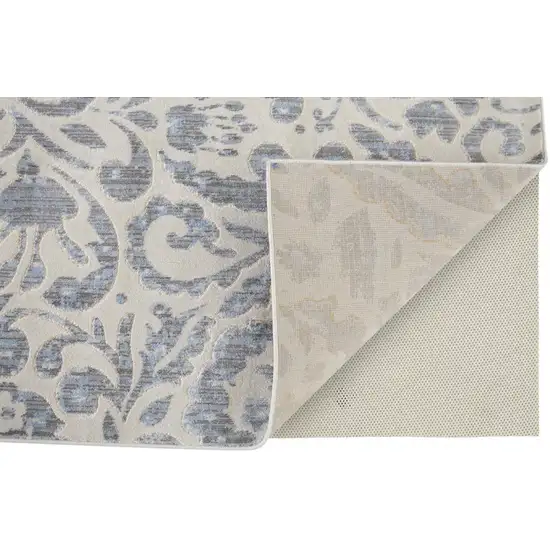 Blue Ivory And Tan Floral Distressed Stain Resistant Area Rug Photo 4