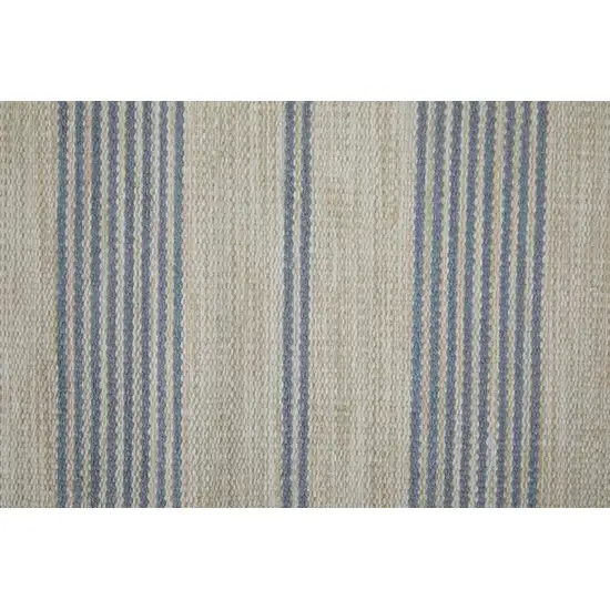 Blue Ivory And Tan Striped Dhurrie Hand Woven Stain Resistant Area Rug Photo 9