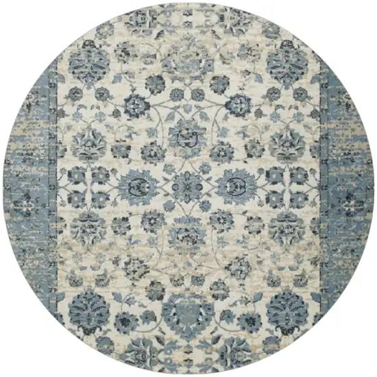 8' Ivory Round Oriental Area Rug Photo 2