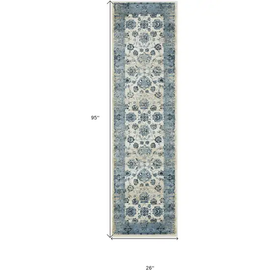 Ivory Oriental Runner Rug Photo 7