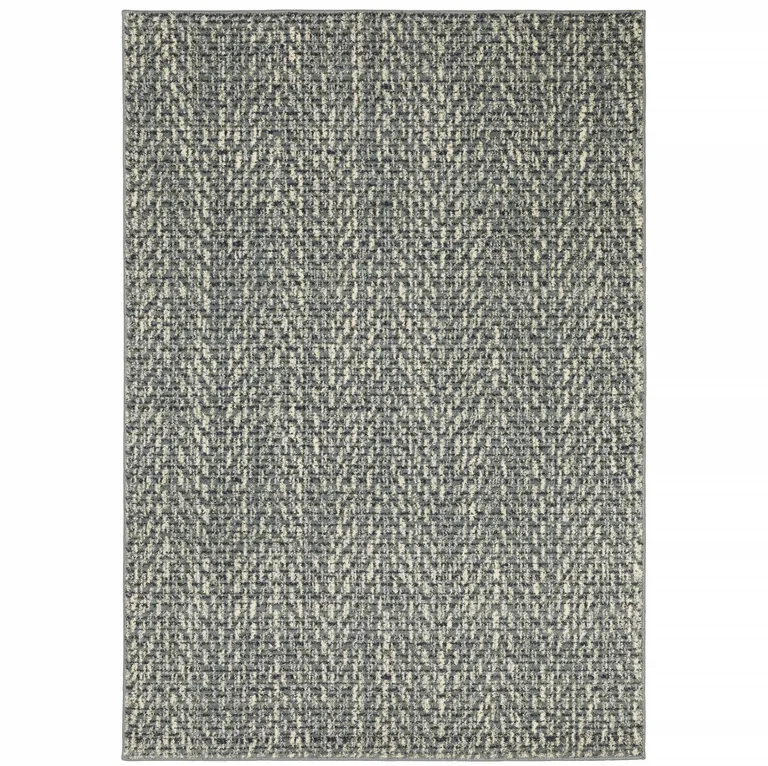 Blue Ivory Grey And Light Blue Geometric Power Loom Stain Resistant Area Rug Photo 1