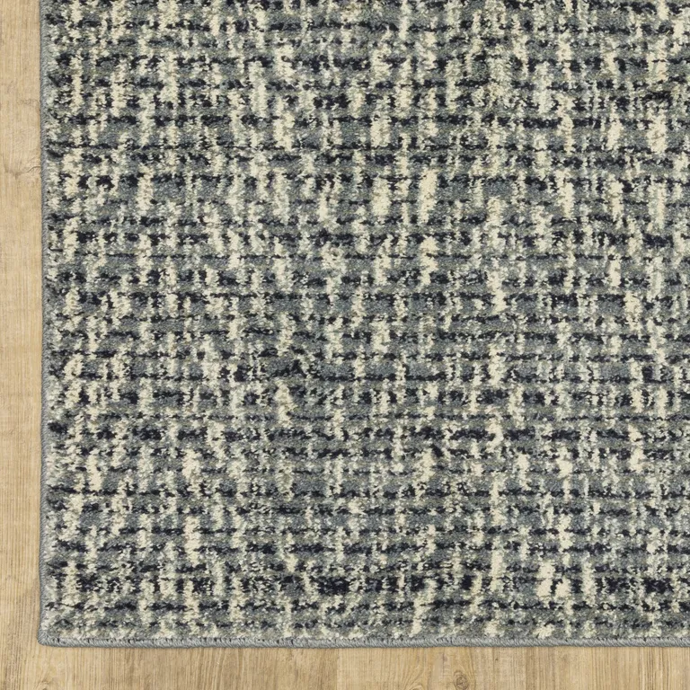 Blue Ivory Grey And Light Blue Geometric Power Loom Stain Resistant Area Rug Photo 3