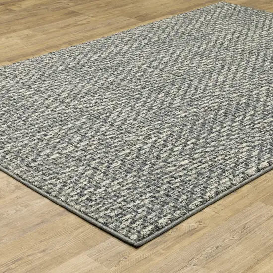 Blue Ivory Grey And Light Blue Geometric Power Loom Stain Resistant Area Rug Photo 5