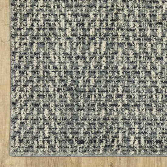 Blue Ivory Grey And Light Blue Geometric Power Loom Stain Resistant Area Rug Photo 3