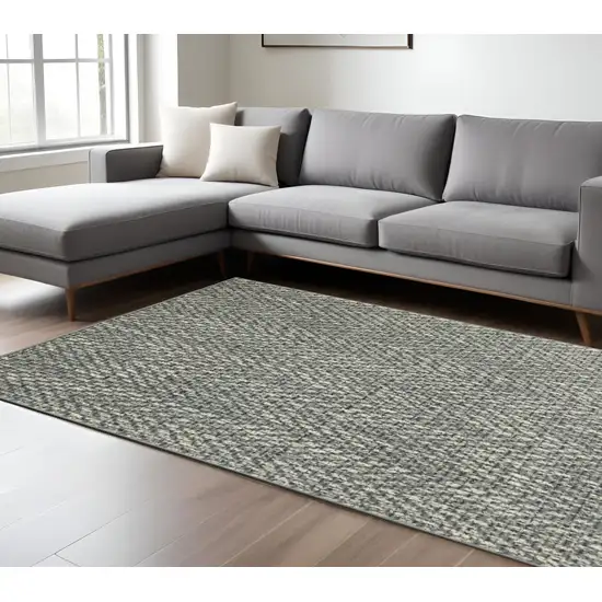 Gray and Ivory Geometric Power Loom Area Rug Photo 1