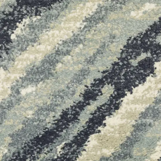 Blue Ivory Grey Beige And Light Blue Geometric Power Loom Stain Resistant Area Rug Photo 9