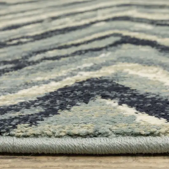 Blue Ivory Grey Beige And Light Blue Geometric Power Loom Stain Resistant Area Rug Photo 8